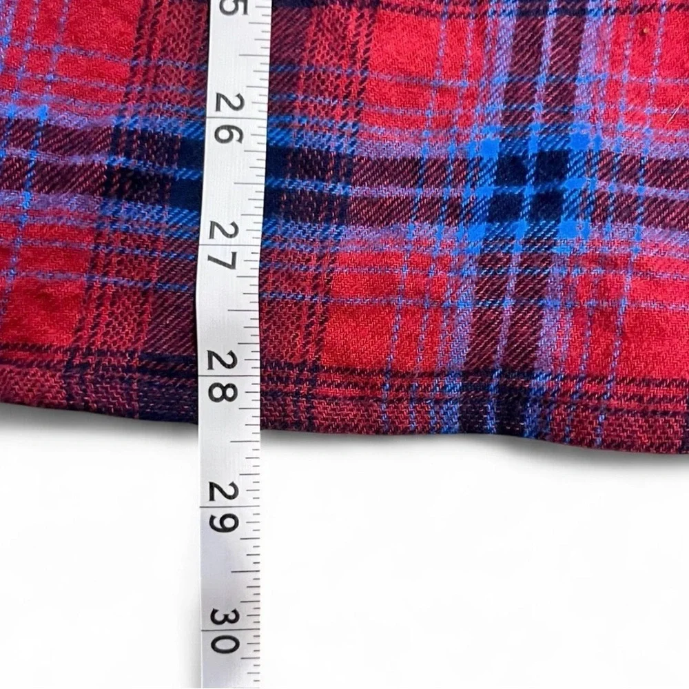 Hurley Men’s Red & Blue Plaid Flannel Shirt Size XL – Button Down Logo Casual